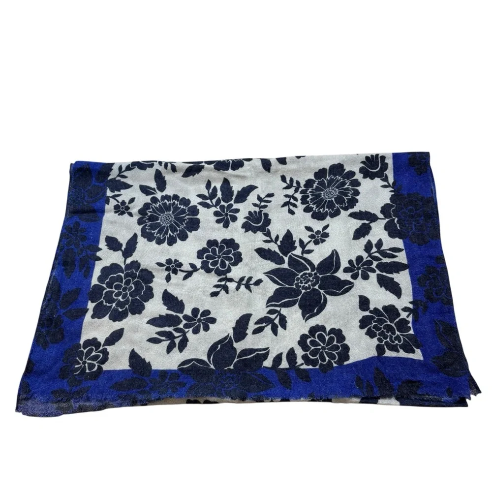 Ladies Echo Brand Large Blue and Black Floral Scarf‎
